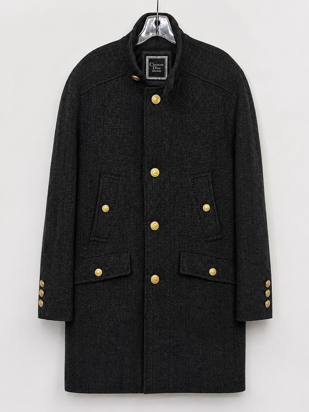 Vintage Christian Dior Monsieur Charcoal Wool Trench